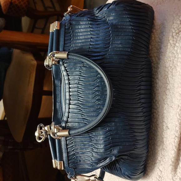 Coach Madison Rhodium (dark blue) gathered leather satchel 2012. EUC. Preloved - Picture 2 of 13